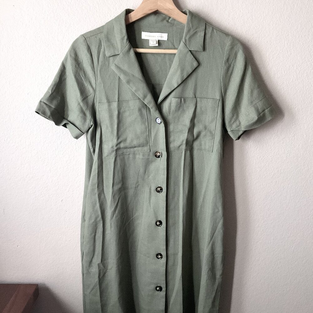 Monteau | Green Button Down Dress